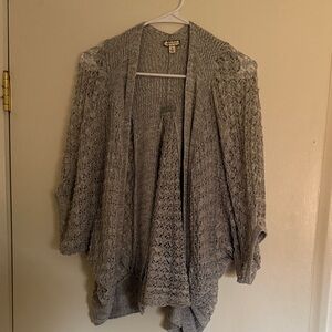 Eyeshadow Gray Open-Knit Cardigan